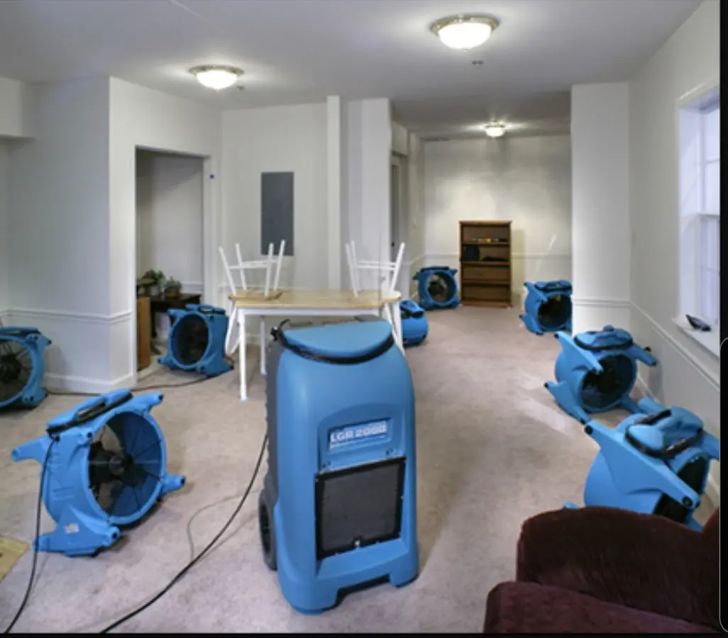 Air movers and dehumidifier setup for Water Extraction & Removal in Oak Grove